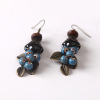 Ceramics, accessory handmade, ethnic blue fresh earrings, ethnic style