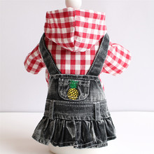 宠物衣服 春秋冬装泰迪小狗狗条纹绣花牛仔裙厂家直销批发19新款