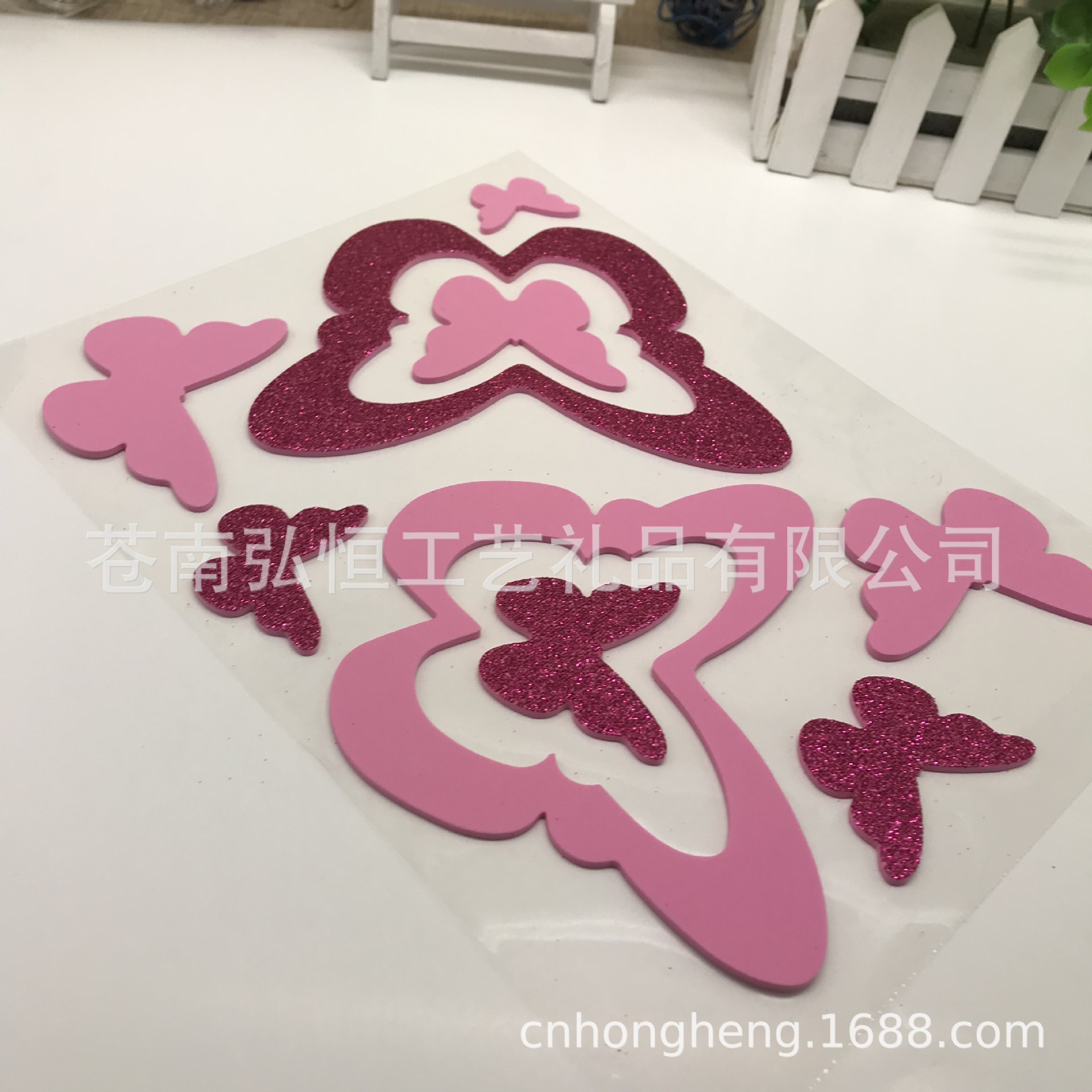 定制大型蝴蝶3D墙贴金粉EVA贴纸