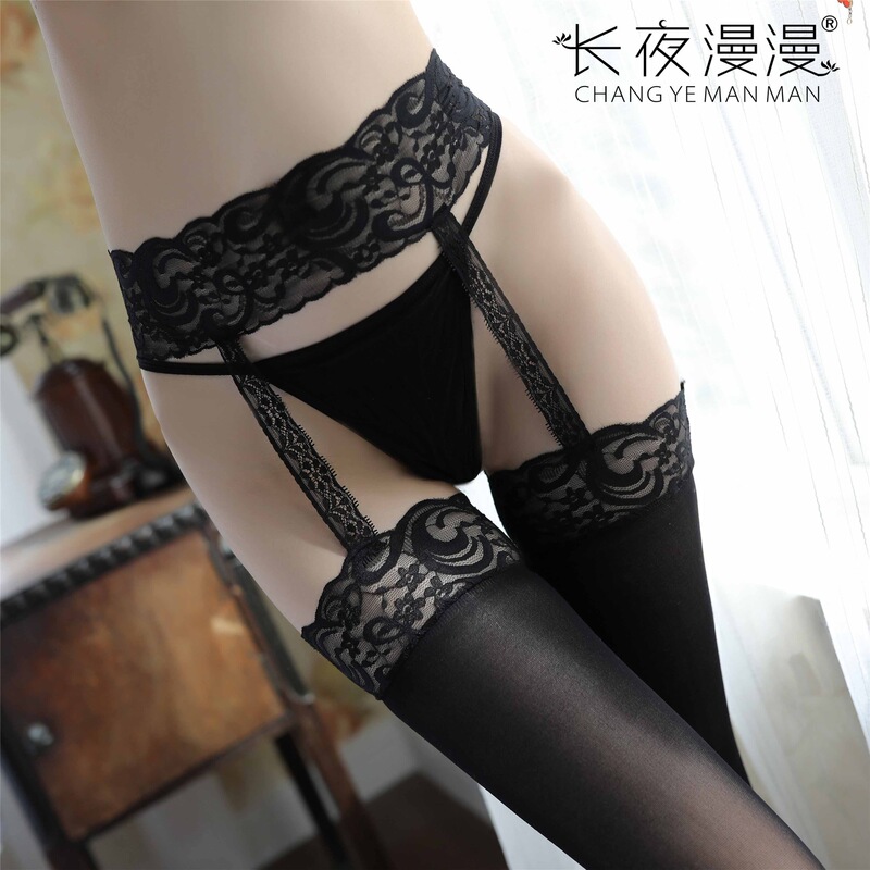 Long Night Sexy Silk Stockings Sexy Sling One-piece Transparent Lace Temptation Sexy Lingerie Set
