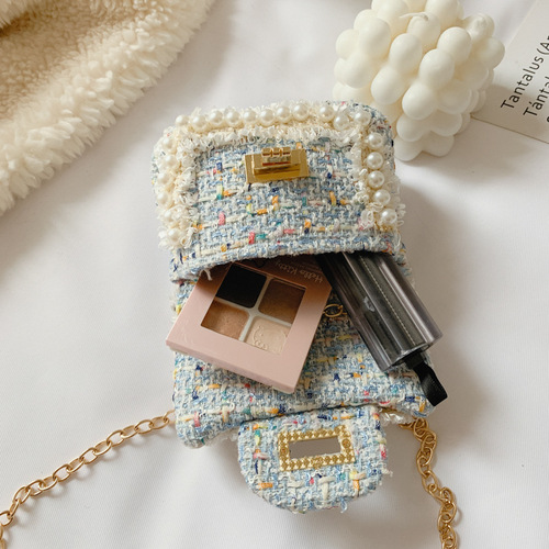  Korean fashion children's bag rhombus small fragrant style chain bag girls crossbody bag baby princess small square bag