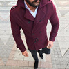 Woolen coat lapel double row button casual trench coat woolen coat with belt