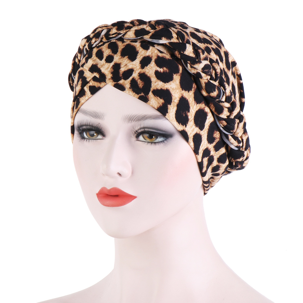 Frau Mode Farbblock Blume Leopard Beanie-mütze display picture 1
