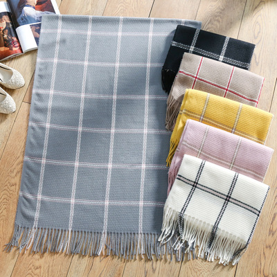 冬季厚款彩線條格子圍巾新款流蘇圍脖保暖披肩男女士禮品圍巾現貨