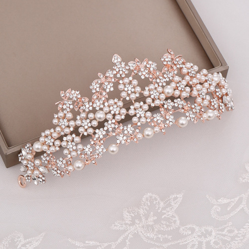 Hairpin hair clip hair accessories for women Mother jewelry pearl crown hair band mother wedding crown headdress performance headdress