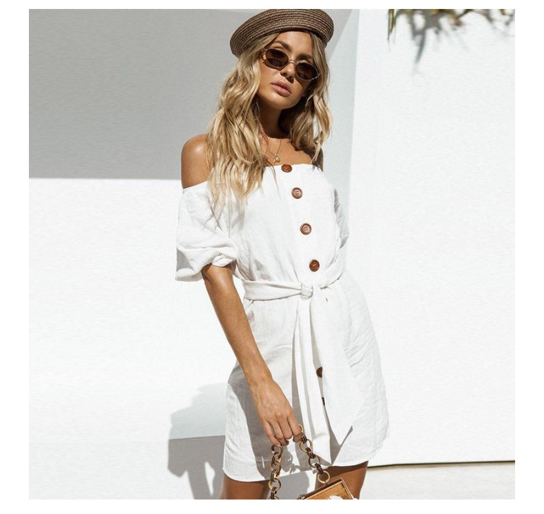 Women s off-shoulder wrapped chest A-line Dress nihaostyles wholesale clothing NSJRM82107