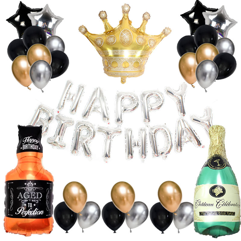 成人银色生日字母套装Adult SVR HBD set