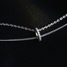 雍程s925银双层小众设计项链女冷淡风锁骨链个性网红饰品港风颈链