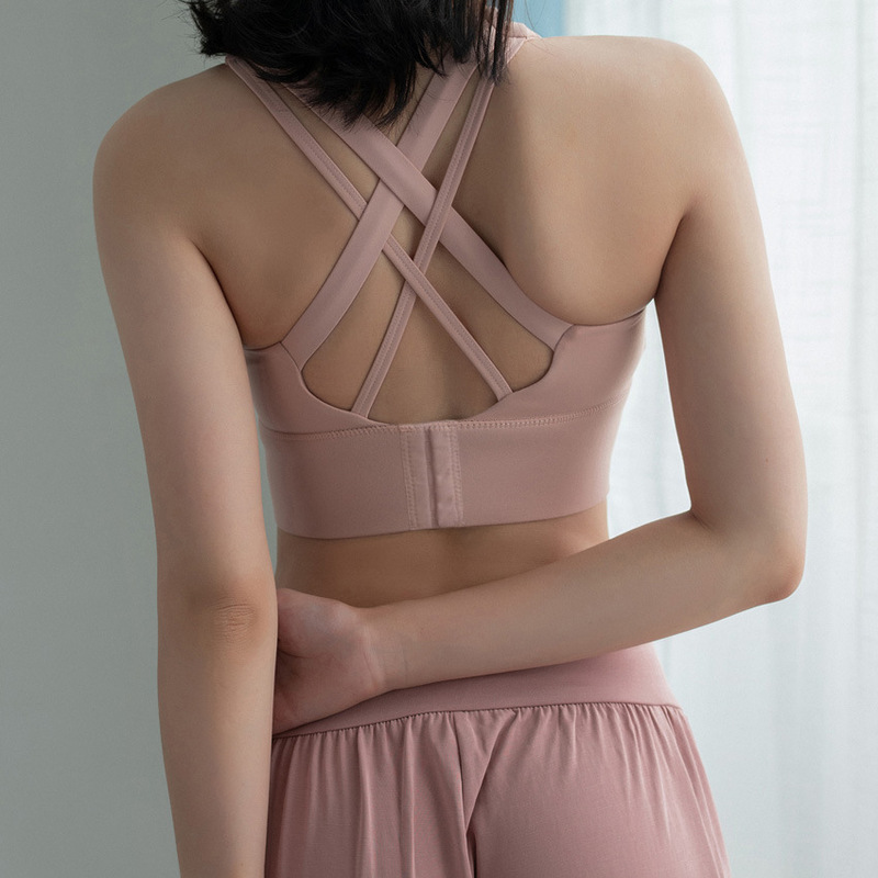 Yoga bra tops for women Shockproof bra with back buckle cross
