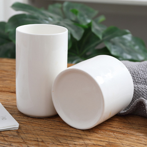 Hotel Guest Room Ceramic Mouthwash Cup Simple Home Use Bathroom Couple's Style Toothbrush and Toothpaste Cup Milk and Yogurt Breakfast Cup