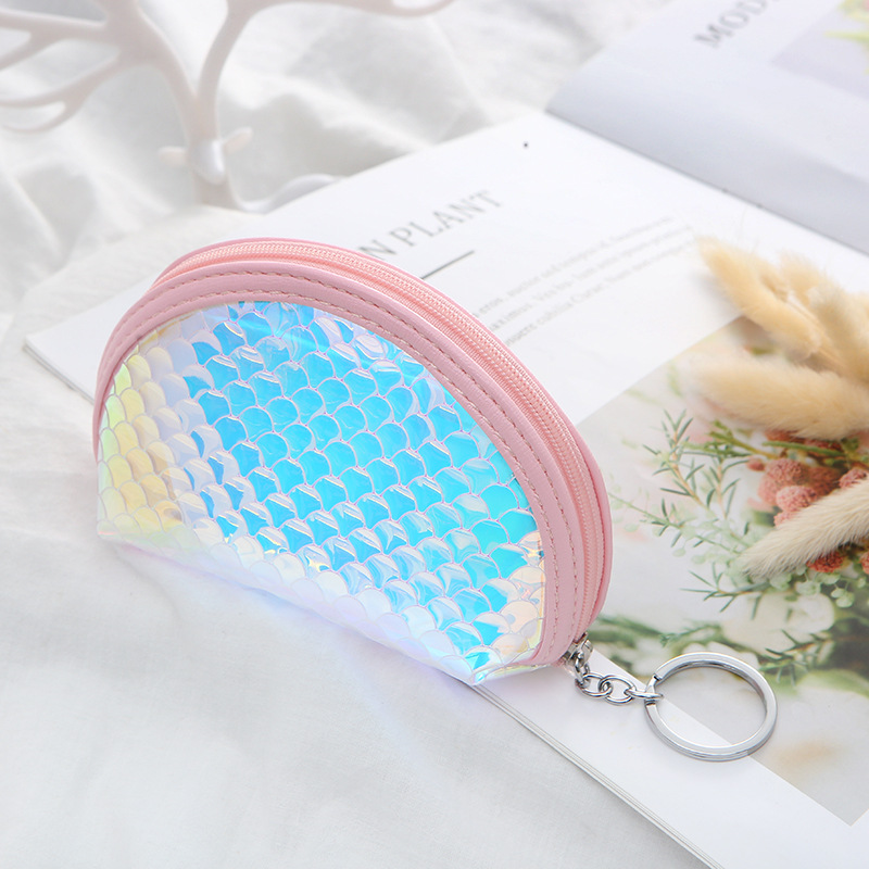 Hot Sale Laser Fish Scale Pattern Colorful Coin Purse Pvc Semi-circular Wallet display picture 16