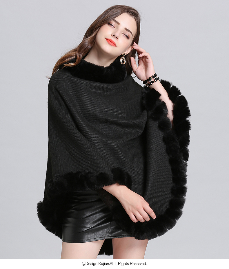 Dames Sjaals Nieuwe Imitatie Vossenbont Kraag Plus Fluwelen Ronde Hals Pullover Trui Cape Sjaal Jas Dames_voghion.com