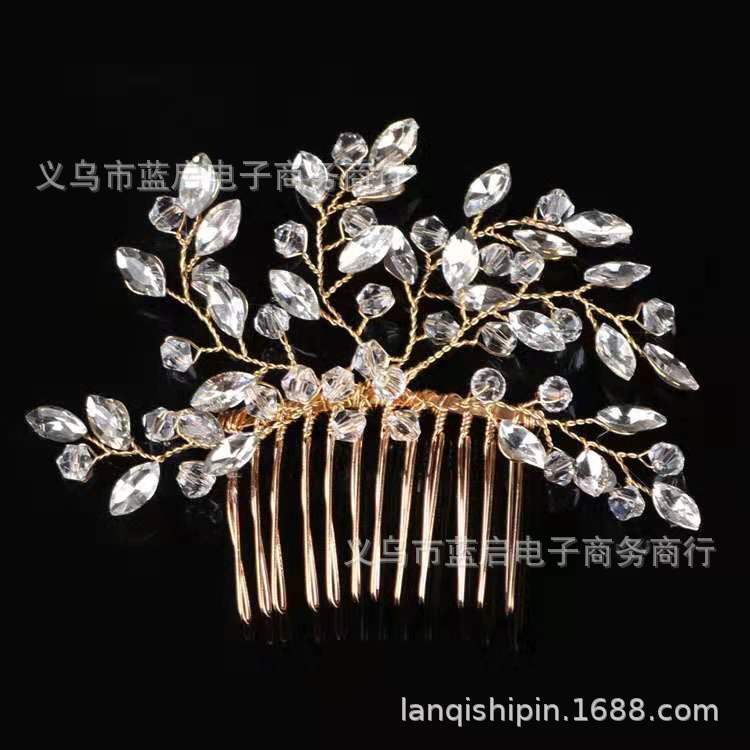 01热销爆款欧美跨境新娘头饰珍珠水钻发梳国际站发饰新娘饰品