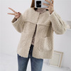 Big yards, women's fat mm Autumn and winter Sherpa leisure time coat Sherpa Mosaic Easy literature Versatile coat