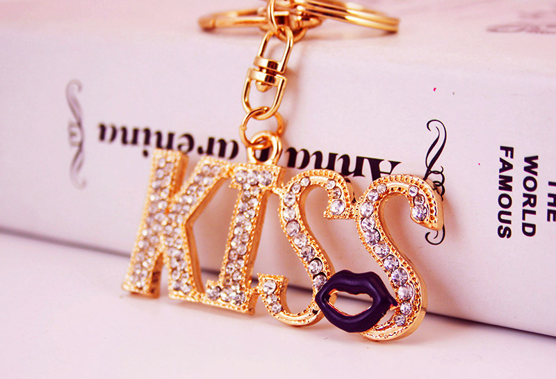 32g Weight Alloy, Metal Material Constellation Pattern Women'S Gender Pink, Purple, Red, Blue Color Diamonds Kiss Lips Mouth Women's Car Keychain 4