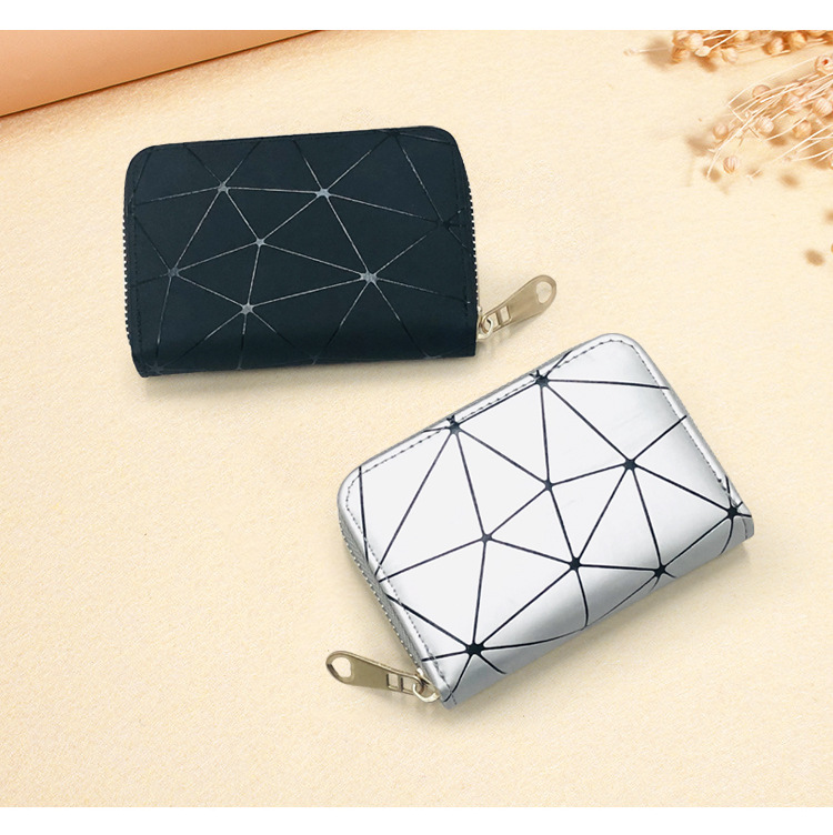 Korean Rhombus Organ Fashion Multi-card Position Business Card Holder Zipper Card Holder Coin Purse For Women display picture 11