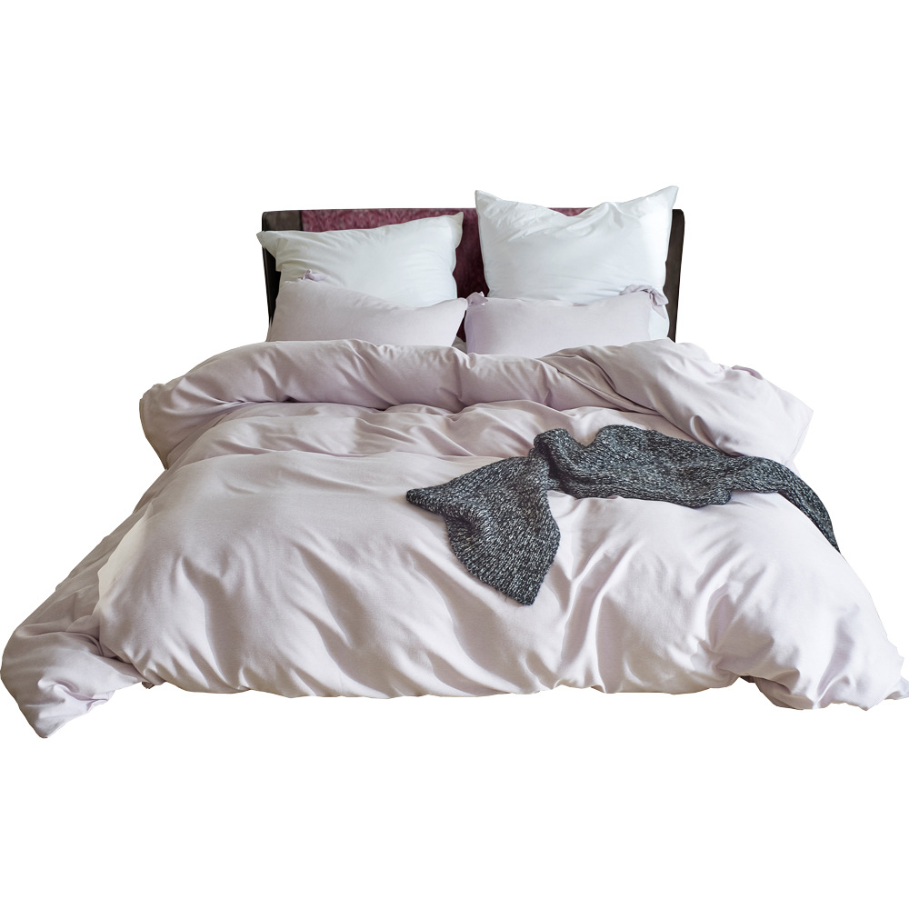 帛缦纺织外贸家纺三件套亚马逊爆款纯色仿棉麻床上用品被套套件