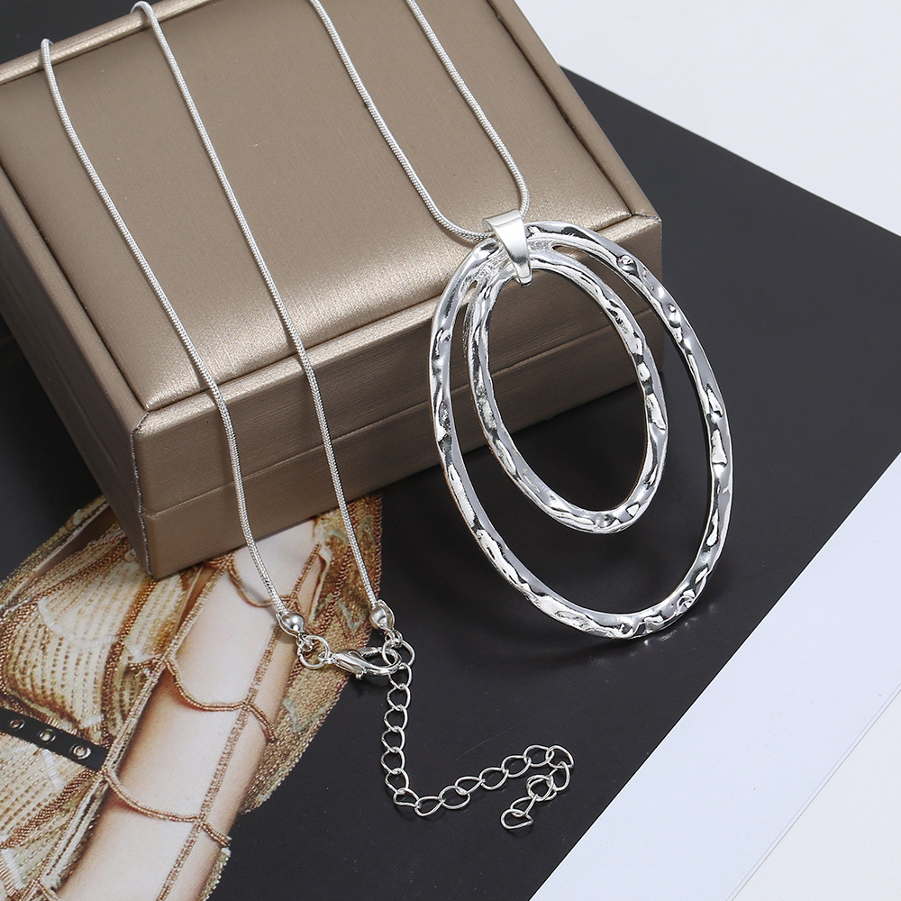 fashion metal geometric Y-shaped pendant long necklace