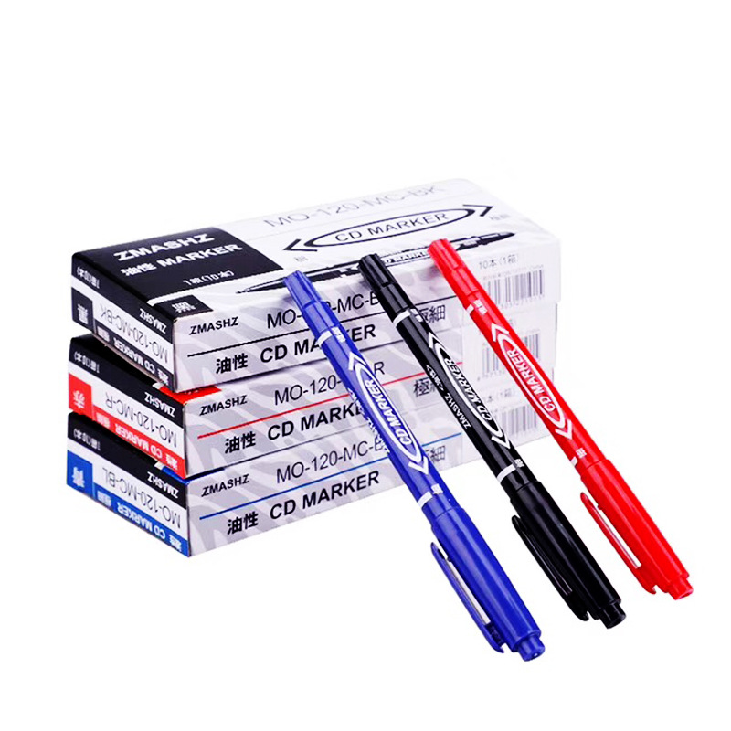 现货小双头油性记号笔 马克笔儿童绘画勾线笔 黑色记号笔细头批发