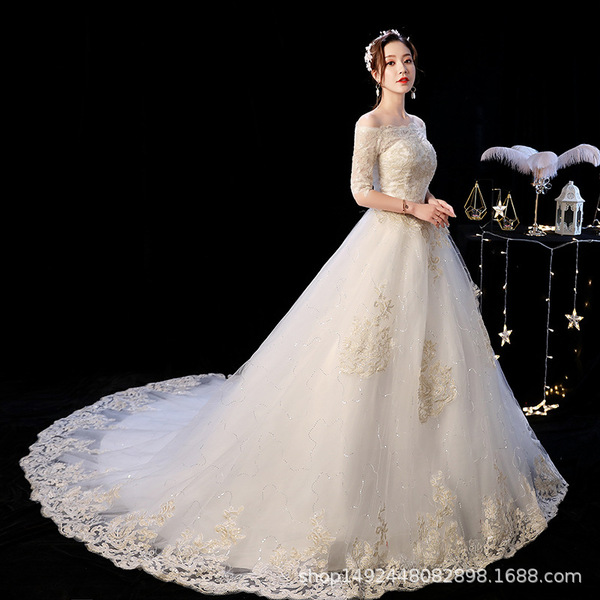Suzhou wedding dress tail manufacturer slimming large size Huqiu…