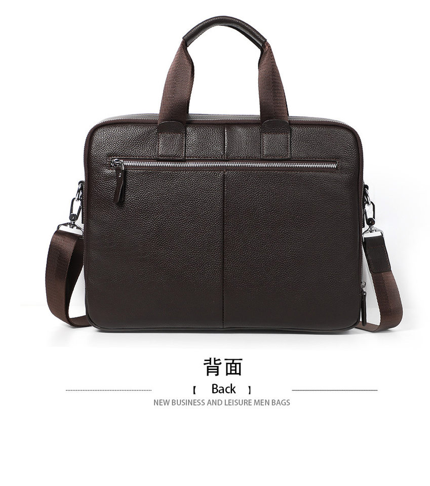 Túi công văn da bò lớp đầu dung tích lớn 38×28×8 cm, túi xách tay đeo chéo một vai cho nam, đựng được laptop 14 inch — Màu đen chi tiết 17