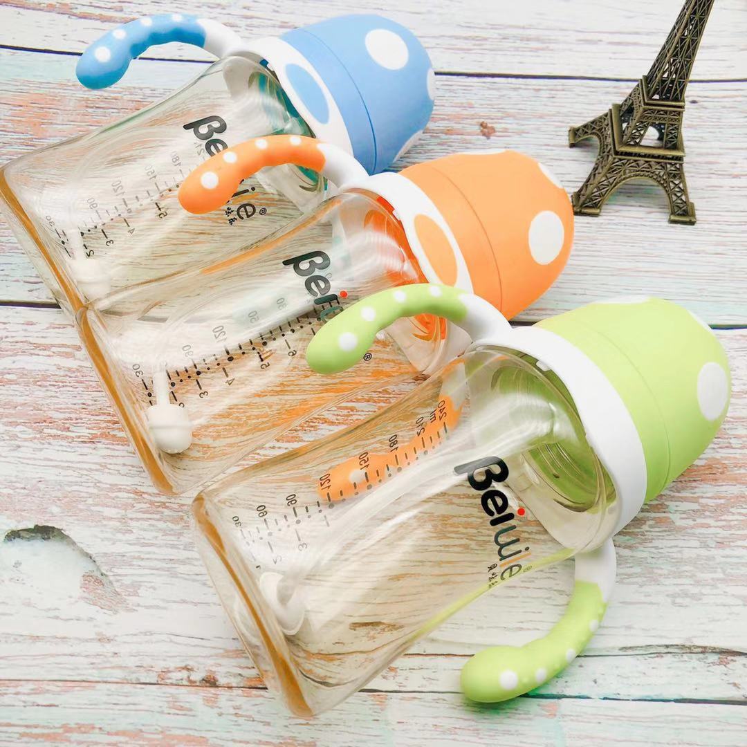 贝味乐宽口径PPSU奶瓶带手柄吸管新生儿母婴喂养奶瓶防胀气奶瓶|ru