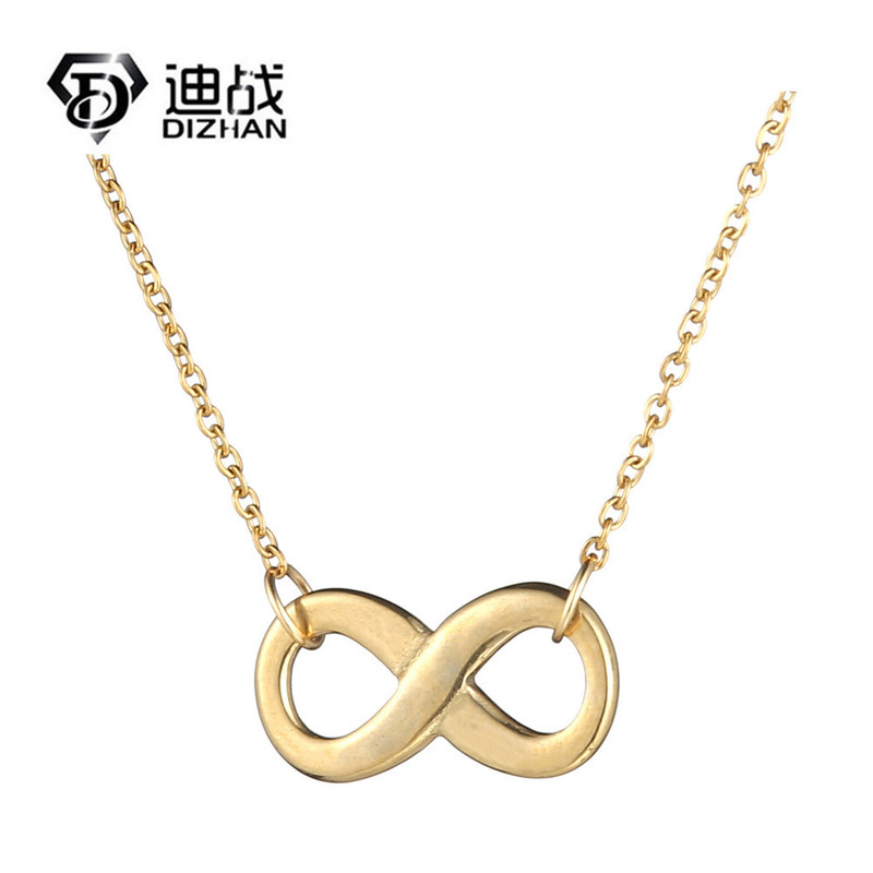Simple European and American hollow stainless steel infinite 8-character pendant necklace geometric charm jewelry pendant necklace wholesale