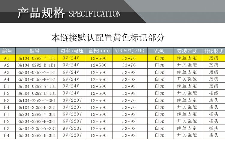 九家led机床工作灯3w 24v双层软管车床工作灯 螺丝固定底座