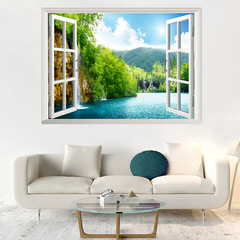 昆尚跨境新款山野小河風景假窗牆體客廳臥室走廊裝飾畫KS6670
