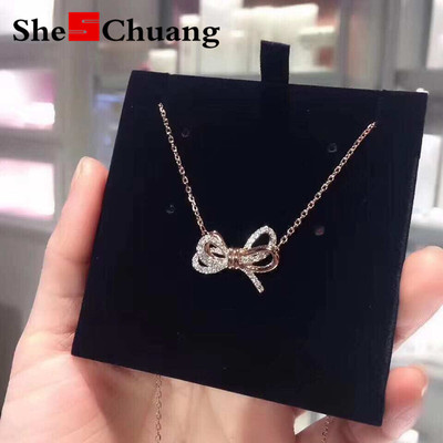 奢创厂家直销施家19新款欧美时尚蝴蝶结双色项链长毛衣链5440636