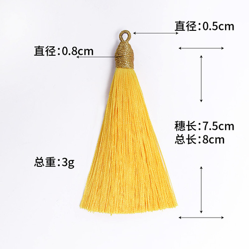 Gold-threaded ribbon cap screw cap tassels half-finished 8cm ring gold tassel fan pendant bookmark musical instrument hanging tassel