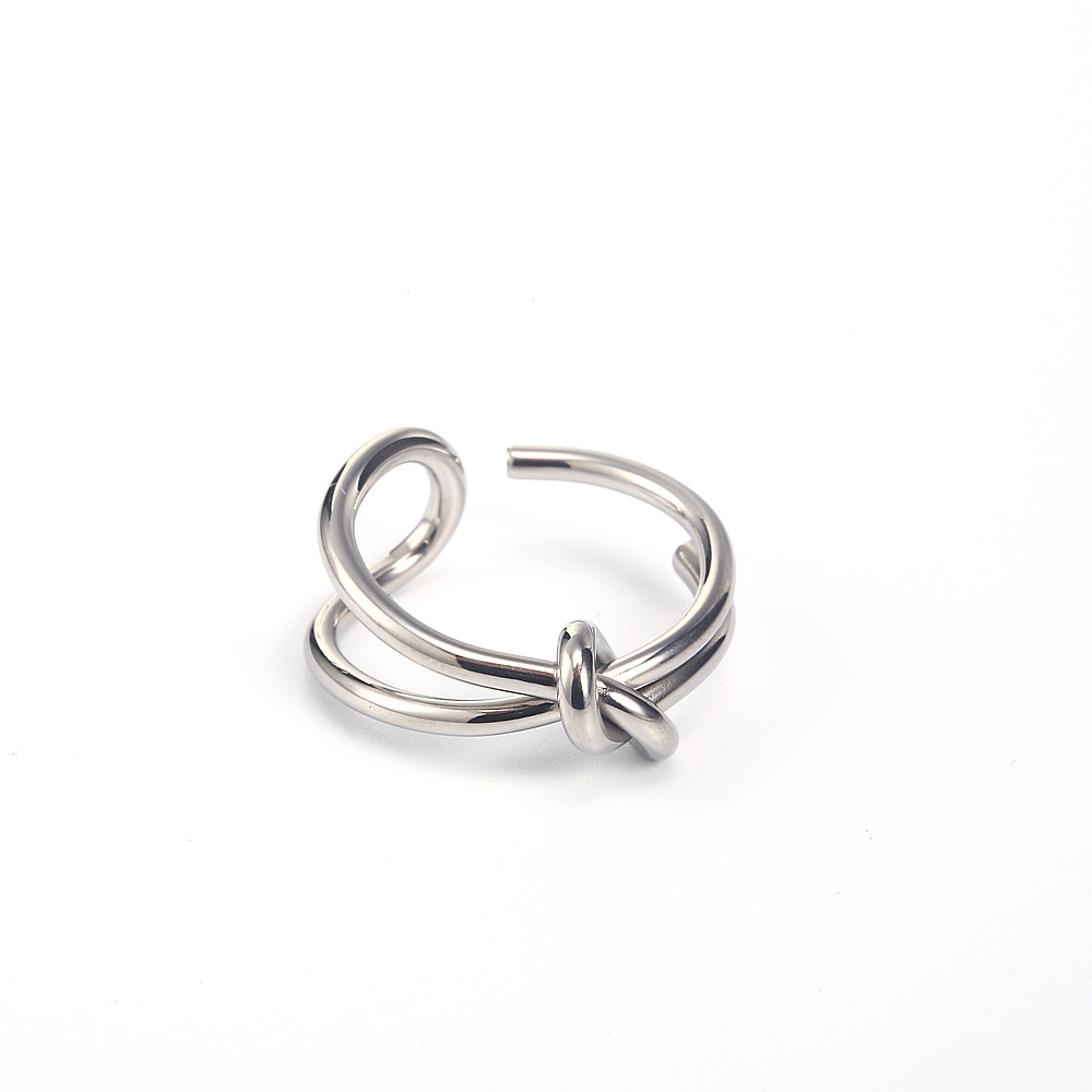 304 Stainless Steel 18K Gold Plated Casual Simple Style Plating Knot Titanium Steel Open Ring display picture 2