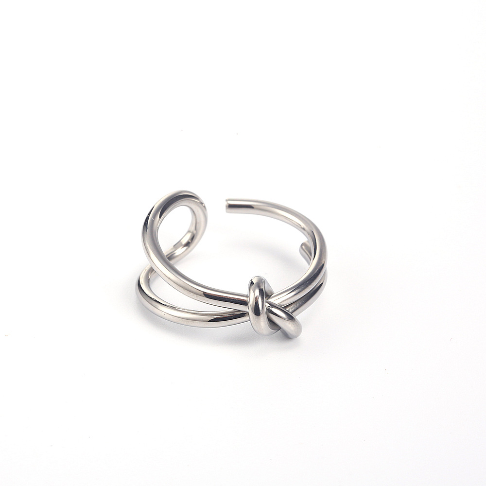 304 Stainless Steel Inlay Material Open Ring Classification PVD Coated Real Gold Plated 18K Gold Knot 304 Stainless Steel Casual Simple Style Waterproof Non Tarnish Open Ring