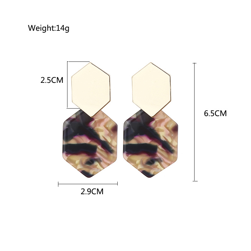 Venta Caliente Aleación Hexagonal Diamante Geométrico Acrílico Pendientes Pendientes Al Por Mayor Nihaojewelry display picture 12