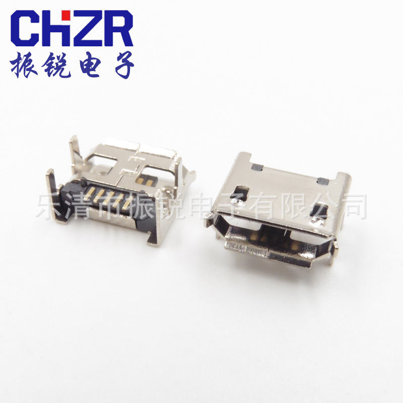 直销 micro USB插座 外壳4脚直插卷口平口前插后贴 USB连接器插口-阿里巴巴