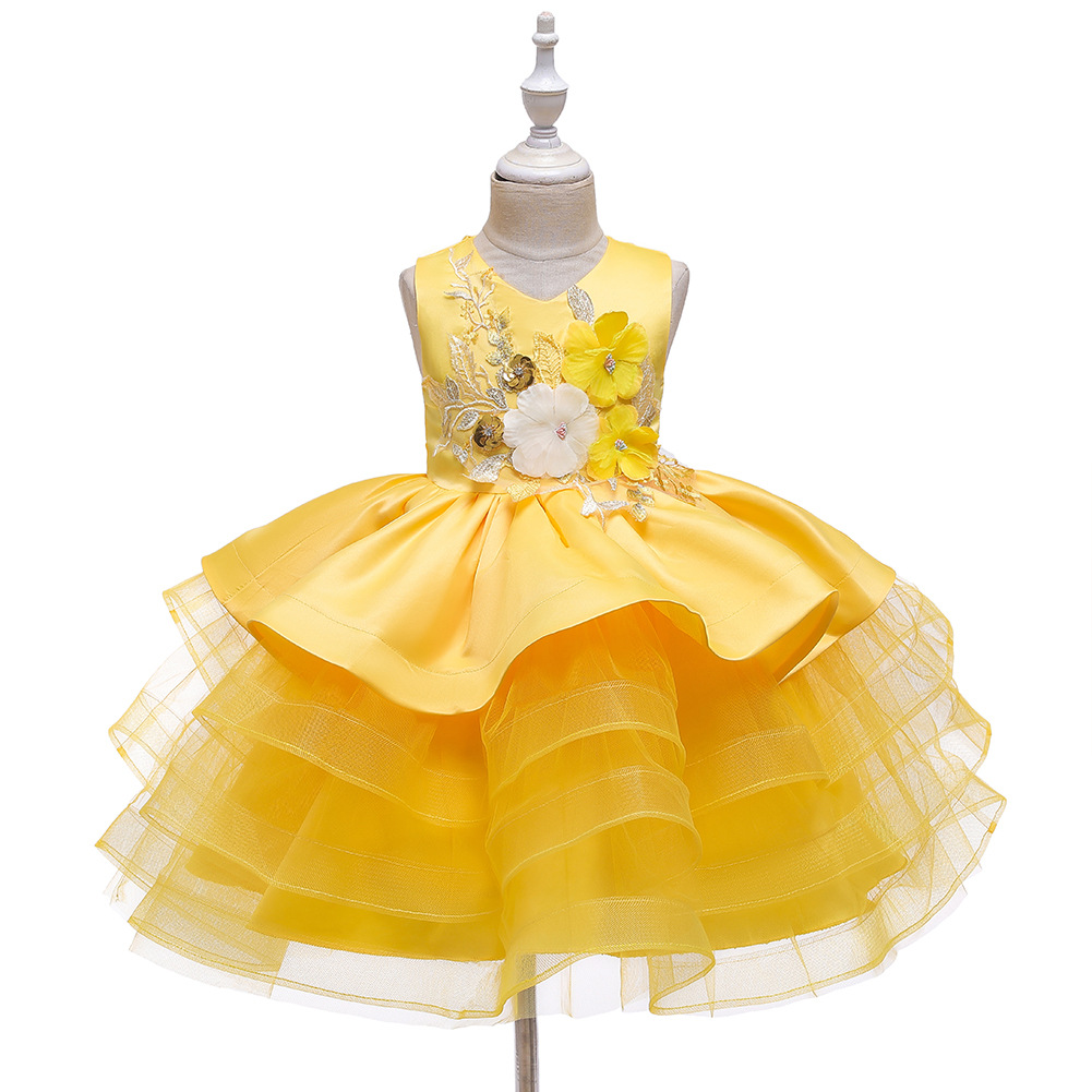 Nuevo Vestido Para Niños Vestido De Princesa Niñas Pettiskirt Niña De Las Flores Ceremonia De Boda display picture 21