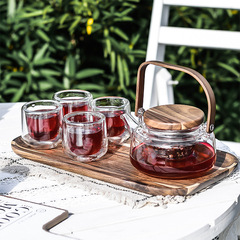 Litchihai factory direct sales high temperature resistant glass teapot set five-piece tea set gift tea transparent flower teapot