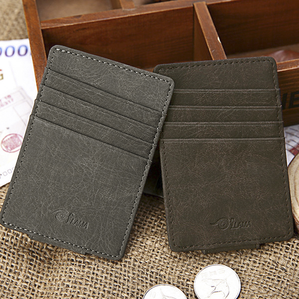45g Weight Pu Leather Material Solid Color Pattern Unisex Gender Light Grey, Red, Blue, Black Color Korean New Simple Multi-card Position Ultra-thin Purse 13