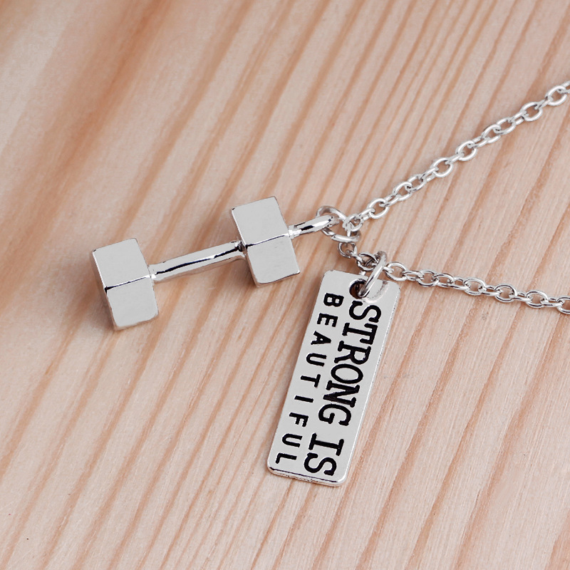 New fashion Weakness is a choice English alphabet small kettlebell necklace nihaojewelry wholesale