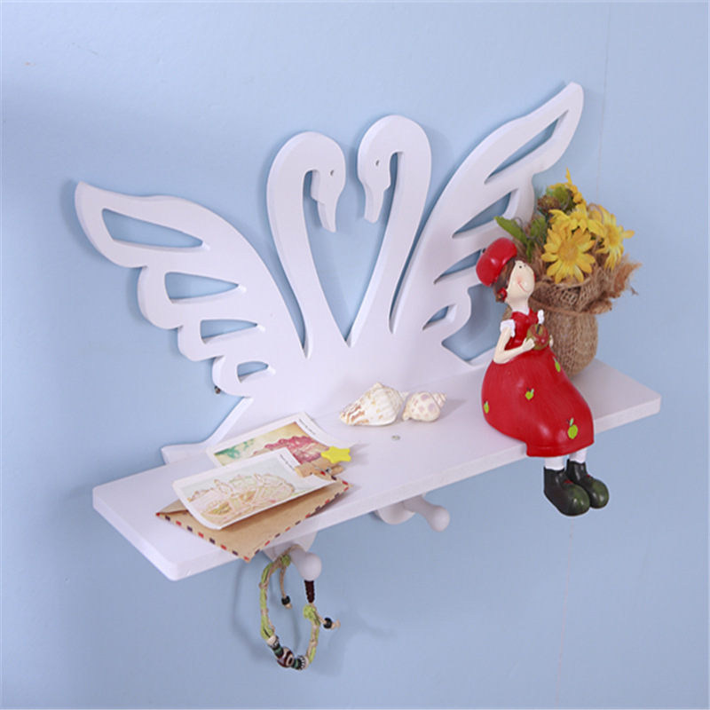 Procesamiento personalizado estantes de pared dormitorio sala de estar TV fondo cisne pared colgante sin perforación pared decoración divisoria