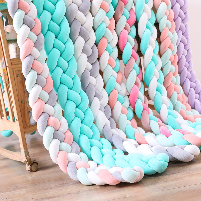 2 M 4-Strand Twist trenza habitación de los niños anudada circunferencia de la cama bebé anti-colisión valla de la cama tira tejida
