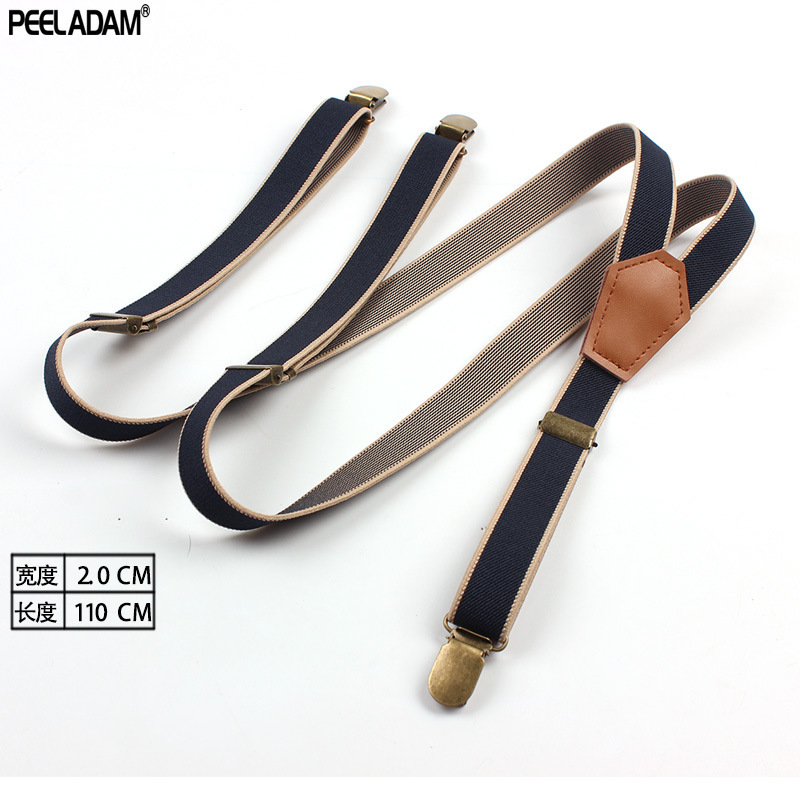 OEM vintage elastic strap clip narrow suspenders for men and women Korean style British fashion