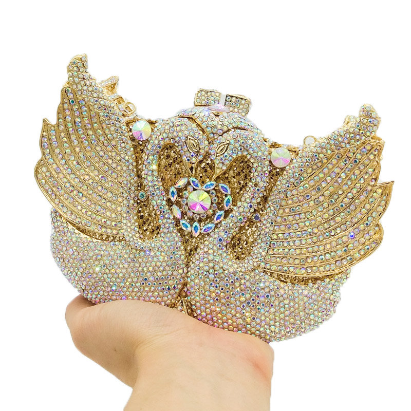 Fashion Women's Bag New Fashion Swan Diamond Bag Dinner Bag Party Clutch Ladies Evening Bag display picture 6