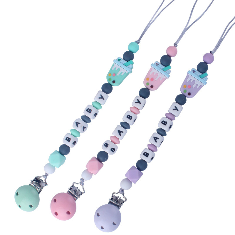 Amazon bebé silicona chupete cadena bebé dientes molienda cadena calmante mordedor anti-gota cadena fabricante