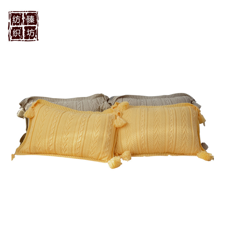 少女心针织毛线四件套枕套公主风A版针织棉B版水晶绒枕套