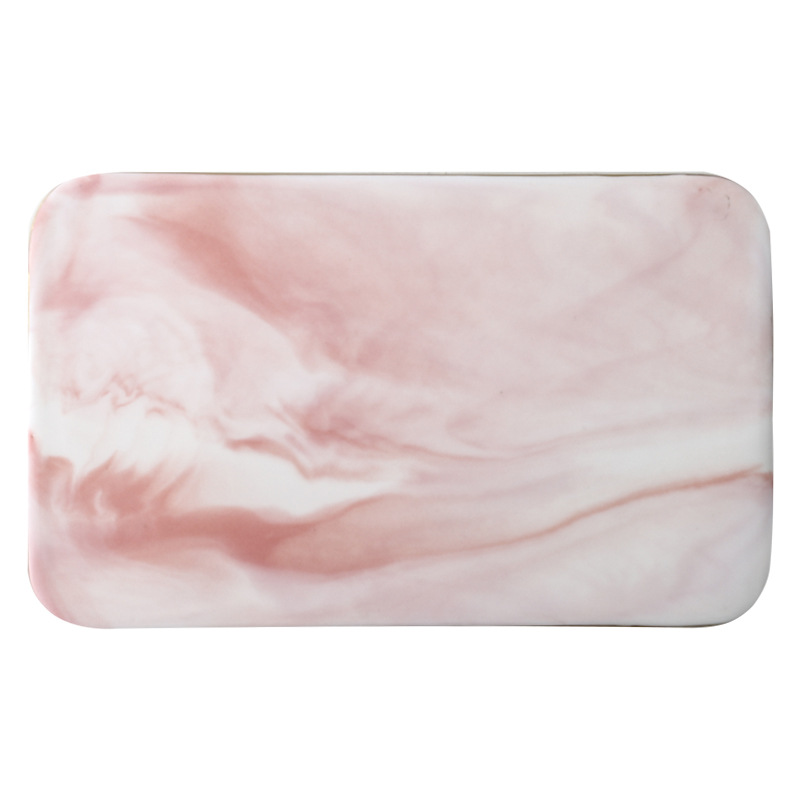Nórdico marbling borde dorado placa de cerámica hogar creativo placa de corte plana Placa de almacenamiento bandeja rectangular placa plana