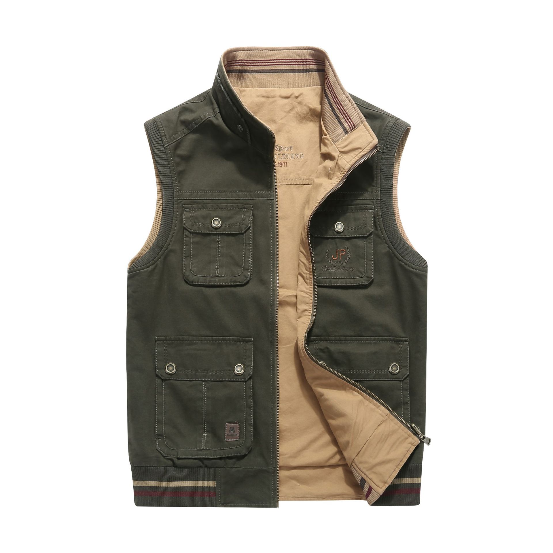 Venta al por mayor transfronteriza 9855 chaleco casual de los hombres Chaleco de algodón de doble cara Chaleco de doble cara