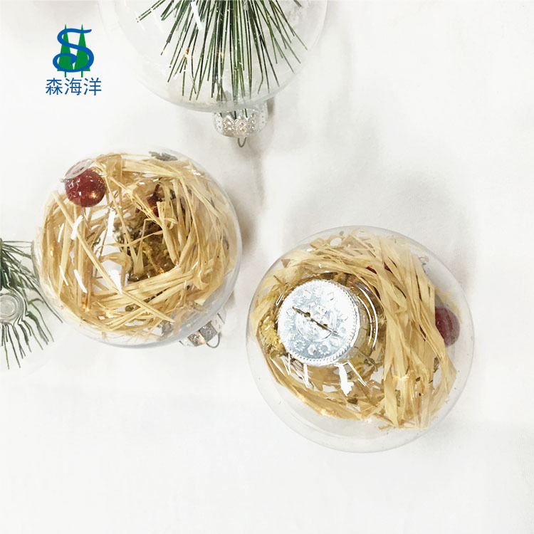 Fuente de origen PS alta bola de nieve en polvo plástico transparente bola interior decoraciones de Navidad BOLA DE Navidad colgante