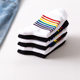 Factory Direct autumn and winter hot women's Japanese rainbow socks breathable sweat-absorbent fashion striped mid-calf cotton socks 200 needles