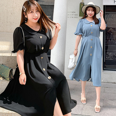 Korean Edition Large Women's wear Summer wear Self cultivation Thin skirt fat mm enlarge Add fertilizer Ladies wind Dress k700